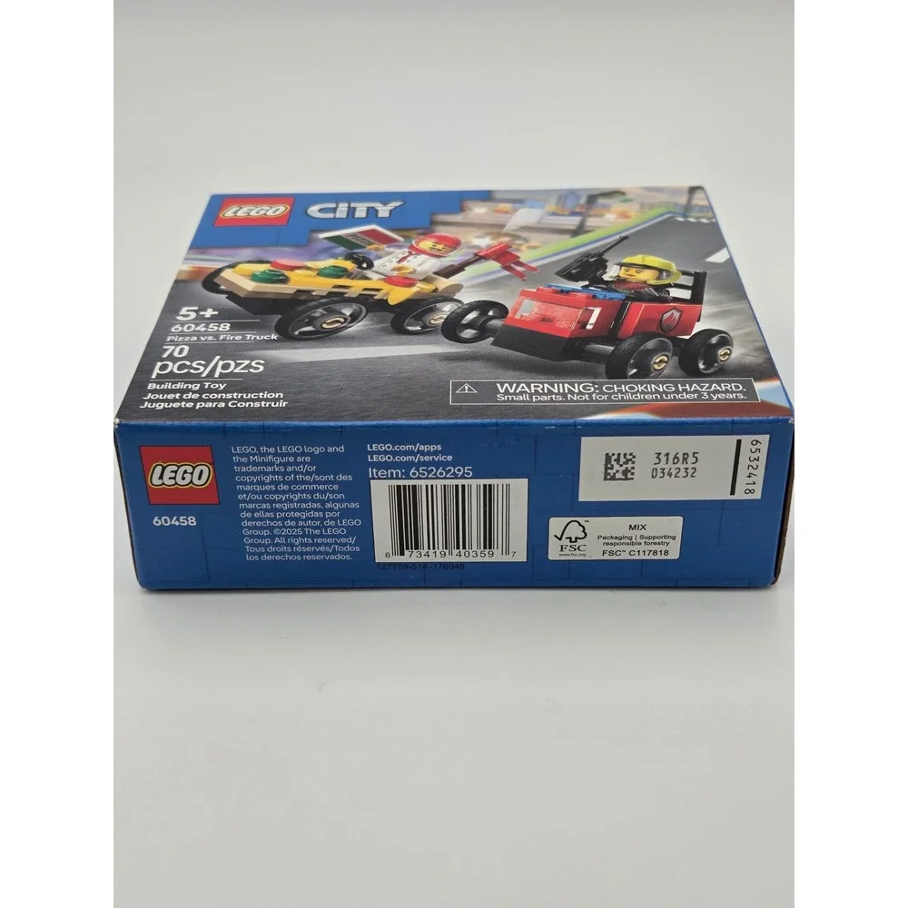 LEGO City Pizza vs. Fire Truck 60458 Building Toy Set 70 Pieces New Sealed